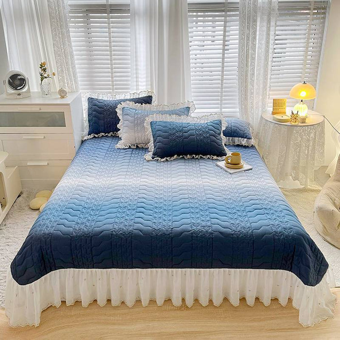 Cotton Lace Embroidery Quilted Bed Cover Series Three-piece Set