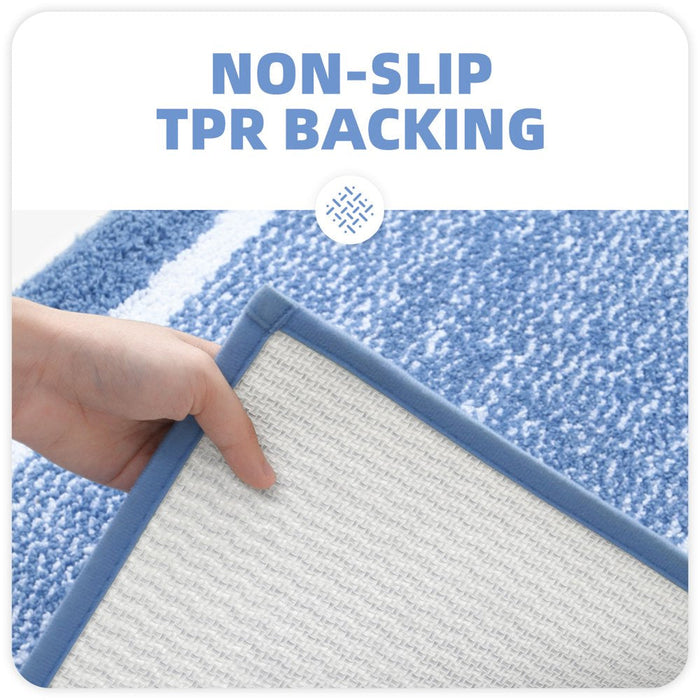 Bathroom Rug, Soft Absorbent Bathroom Mat and Bath Mat, Premium Microfiber Shag Bath Rug Machine Washable (15.7"X24",Blue and White)