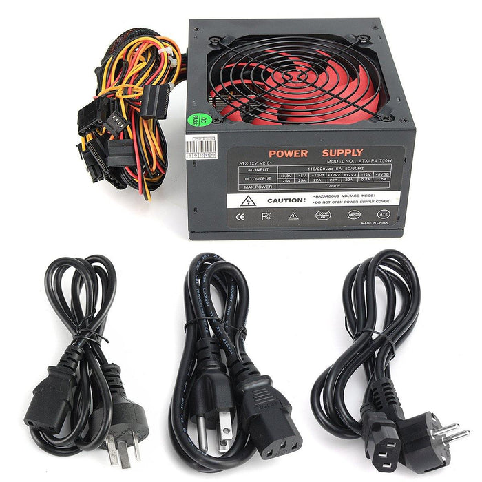 750W 110V-230V Alimentazione Power Supply ATX Alluminio 20+4PIN ATX 12V V2.3