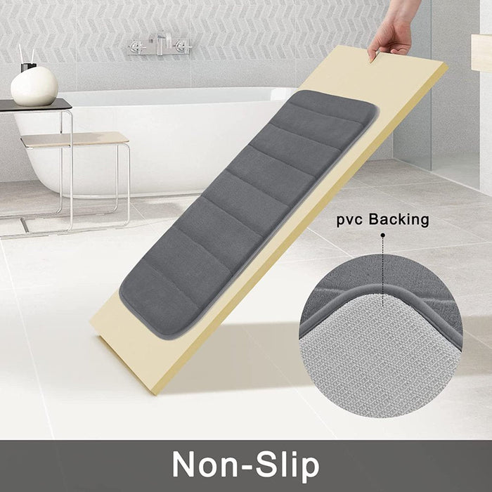 Memory Foam Bath Mat Set, Thicken, Absorbent, Non-Slip, Reboundable, 3 Pieces Bathroom Rugs Sets 44.1"X24"+ 31.5"X19.8"+ U 24.4"X20.2" Dark Gray