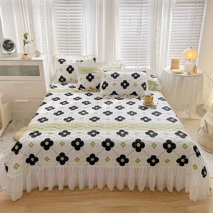 Cotton Lace Embroidery Quilted Bed Cover Series Three-piece Set