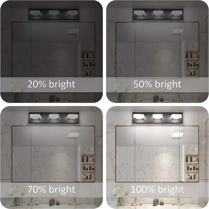 3 Light Dimmable Bathroom Vanity Light LED Modern Matte Black Vanity Wall Light Acrylic Stainless Steel Bathroom Vanity Lighting Fixtures