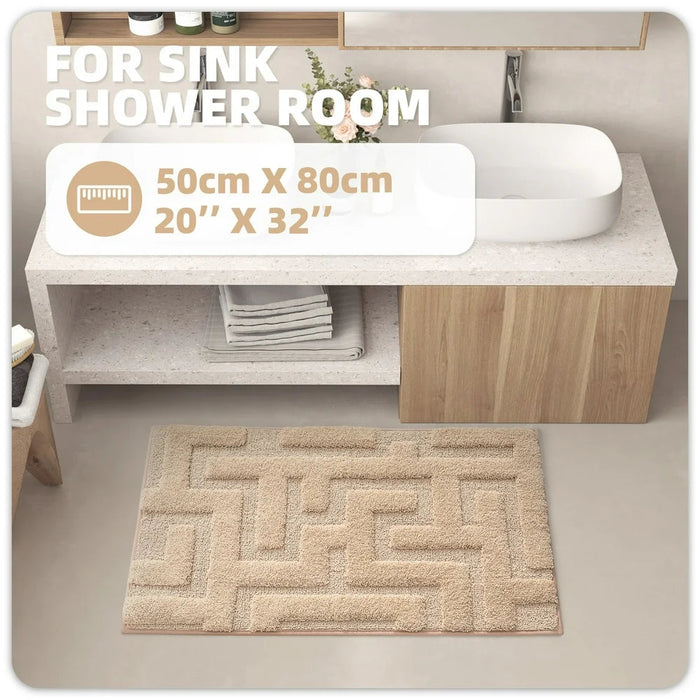 Bathroom Rug Absorbent Bath Mat Bathroom Mat Ultra Soft Bath Rug for Bathroom Floor Non-Slip Bathroom Floor Mat Machine Washable 20"X32",Beige