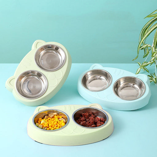 Dog Bowls Double Dog Water And Food Bowls Stainless Steel Bowls With Non-Slip Resin Station, Pet Feeder Bowls For Puppy Medium Dogs Cats