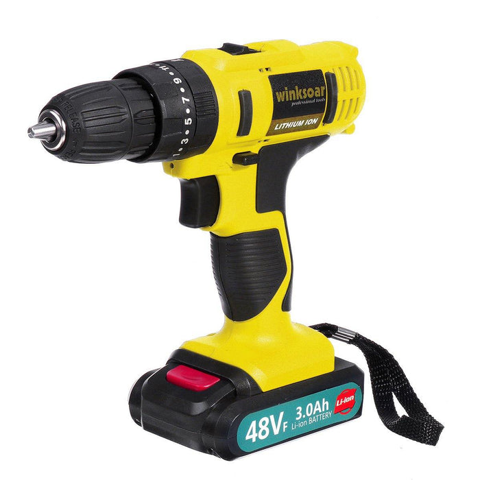 48VF 3000mAh Electric Screwdriver Rechargeable Power Impact Drill 25+1 Torque W/ 1 or 2 Li-ion Battery