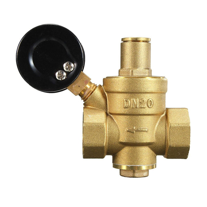 DN20 NPT 3/4" Adjustable Brass Water Pressure Regulator Reducer with Gauge Meter