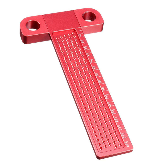 Drillpro Aluminium Alloy T-160 Hole Positioning Metric Measuring Ruler Woodworking Precision Marking Scriber