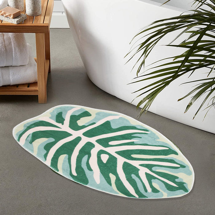 Feblilac Green Leaves Soft Bath Mat 45x75cm