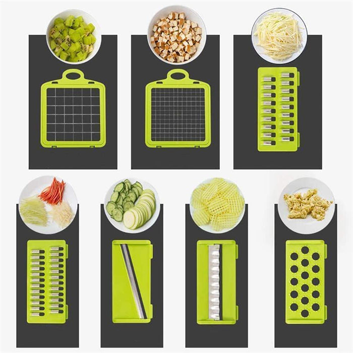 Vegetable Chopper Mandoline Slicer Cutter and Grater 11 in 1 Vegetable Slicer Potato Onion Veggie Chopper Dicer with Container Gray