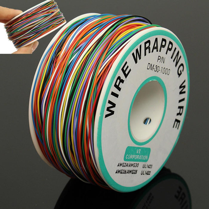 DANIU 250M 8-Wire Colored Insulated P/N B-30-1000 30AWG Wire Wrapping Cable Wrap Reel