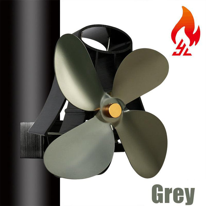 4 Blades Silent Wall Mounted Heat Powered Stove Fan Wood Burner Fireplace EcoFan