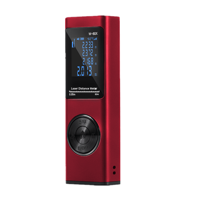 DANIU LS-XS Mini Laser Distance Meter Swith Bult-in Rechargeable Battery Waterproof Dustproof Fallproof Digital Laser Rangefinder - Red