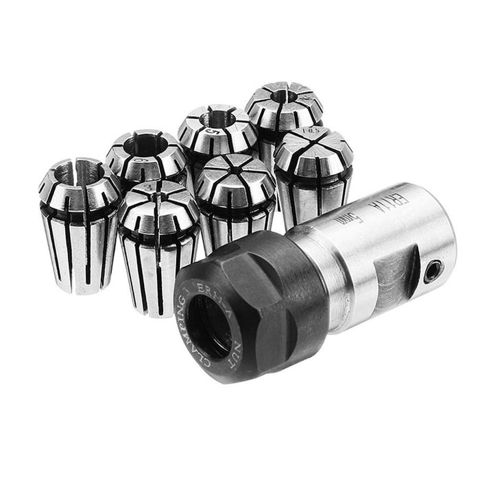 Drillpro 7Pcs ER11 1-7mm Spring Collets with ER11A 5mm Motor Shaft Holder Extension Rod