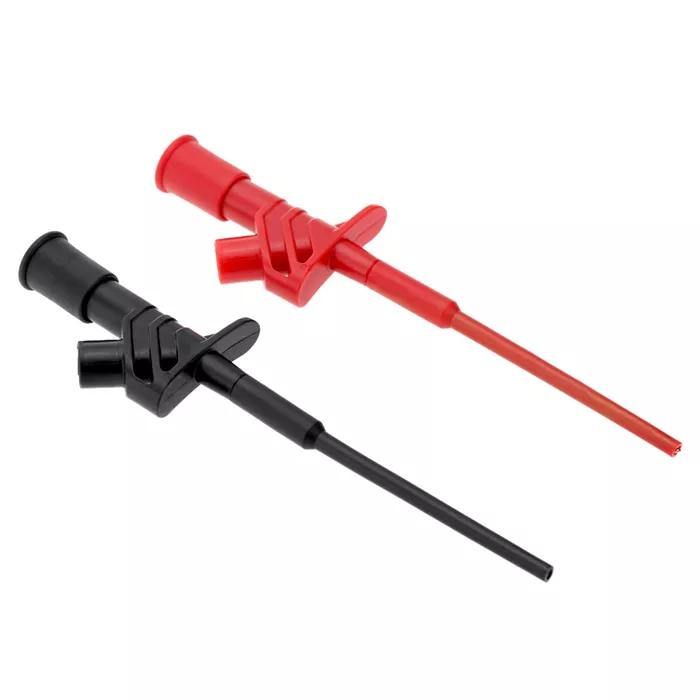 2Pcs Red DANIU P5004 Professional Insulated Quick Test Hook Clip High Voltage Flexible Testing Probe - Red