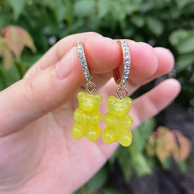 Cute Acrylic Gummy Bear Dangle Earrings - Okeihouse