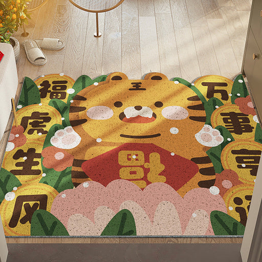 Cartoon Lucky Tigers PVC Entrance Door Mat