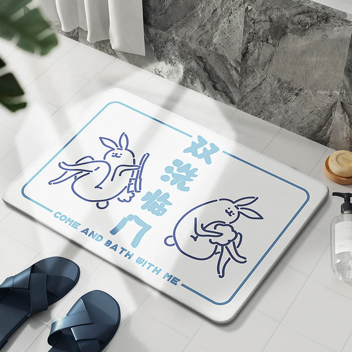 Two Rabbits Bath Stone Mat