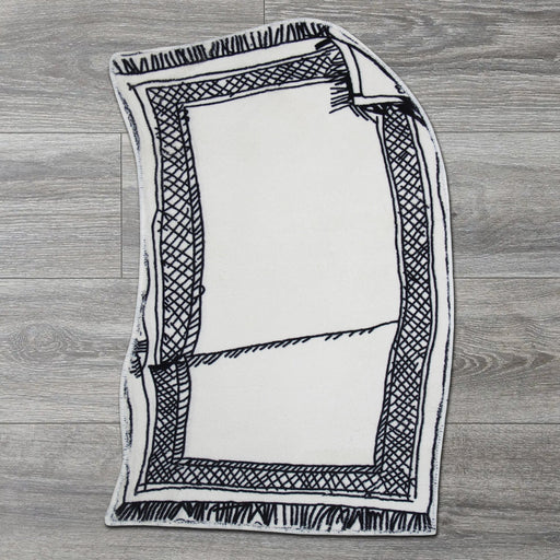 Black and White Hand Painted Bath Mat