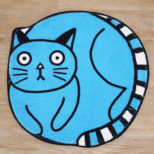 Blue Silly Cat Bath Mat