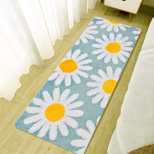 Feblilac Sky Blue Daisy Runner Mat for Bedroom Mom‘s Day Gift