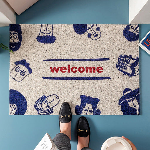 Blue Face Welcome Home PVC Entrance Door Mat