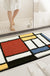 Feblilac Colorful Geometric Square Tufted Bathroom Mat Toilet U-Shaped Floor Mat