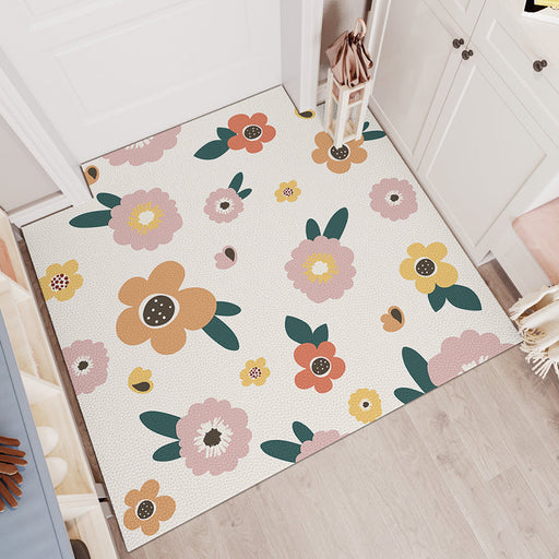 Artificial Leather Floral Entrance Door Mat