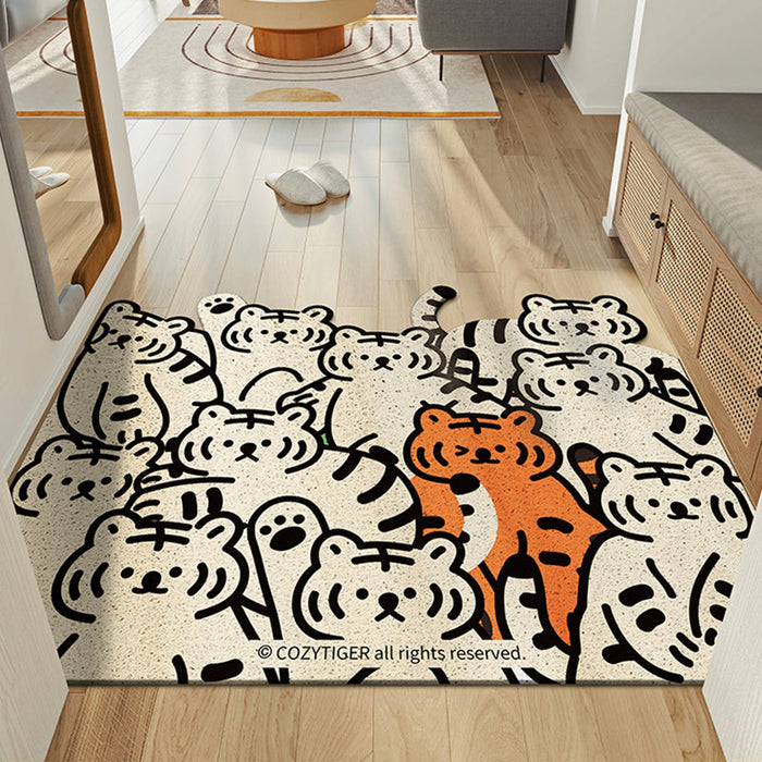 Cute Beige Tigers PVC Entrance Door Mat