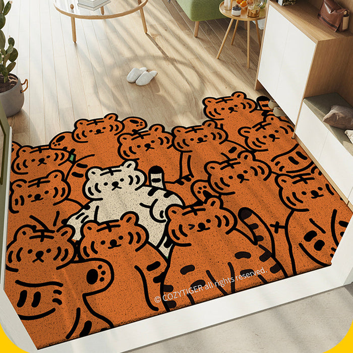 Cute Brown Tigers PVC Entrance Door Mat