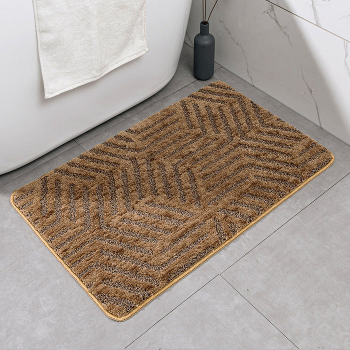 Feblilac Geometric Lines Tufted Bath Mat