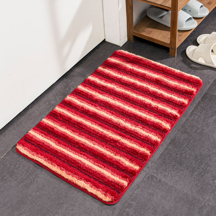 Feblilac Geometric Gradient Stripes Tufted Bath Mat