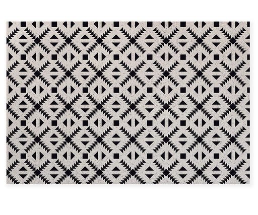 Feblilac Black and White Diamond Pattern PVC Coil Door Mat