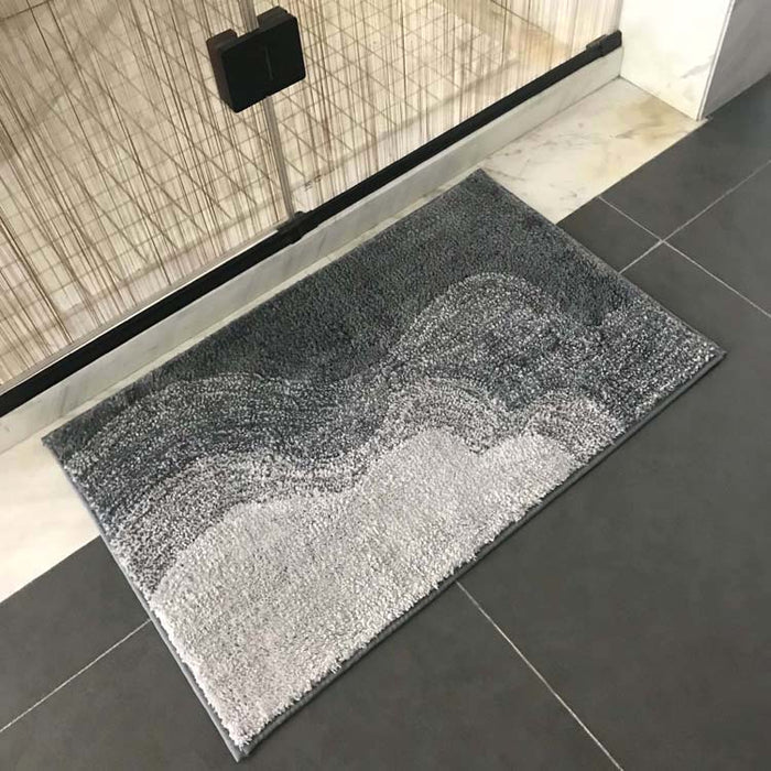 Gradient Gray Wave Bathroom Mat