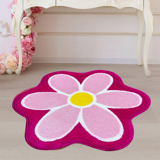 Feblilac Lovely Pink Daisy Flower Bathroom Mat Area Rug