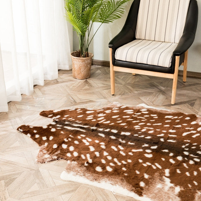 Feblilac Irregular Sika Deer Style Artificial Furs Area Rug