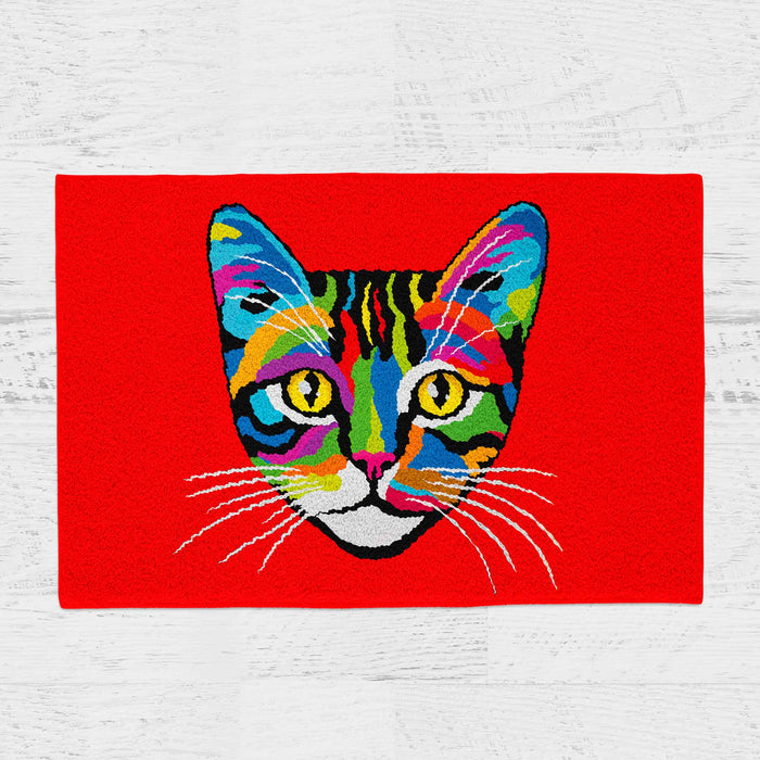 Feblilac Color Oil Painting Cat Tufted Bath Mat