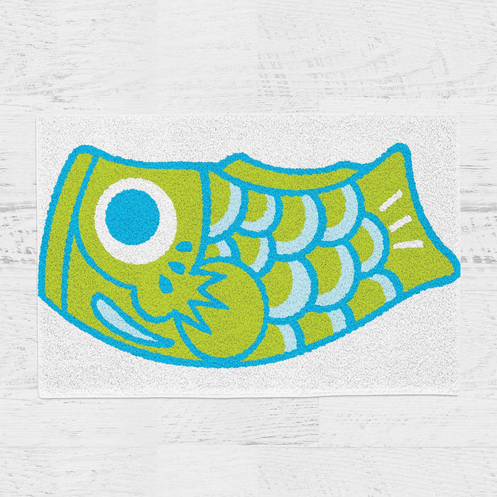 Feblilac Teal Japanese Koi Tufted Bath Mat