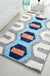 White Blue Orange Grey Geometrical Bath Mat