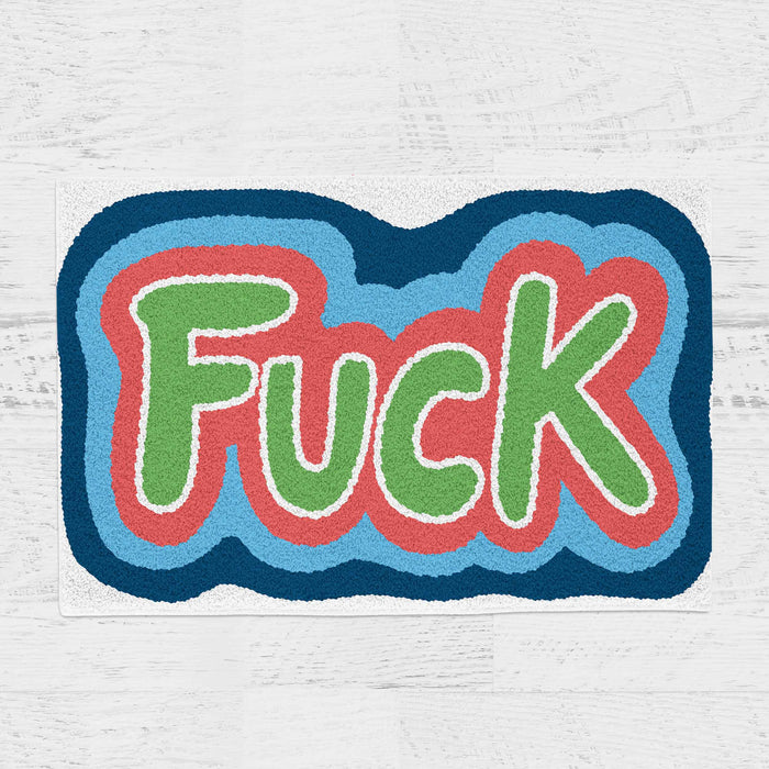 Feblilac Pink Blue FUCK Tufted Bath Mat