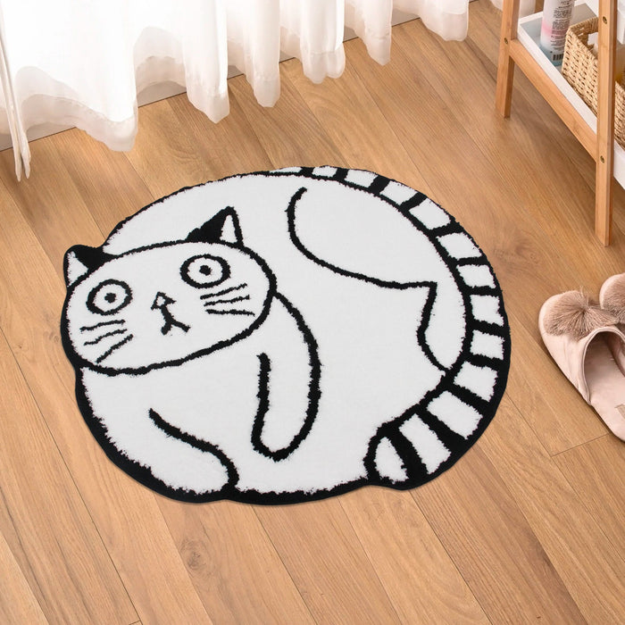 Black and White Cute Cat Bath Mat