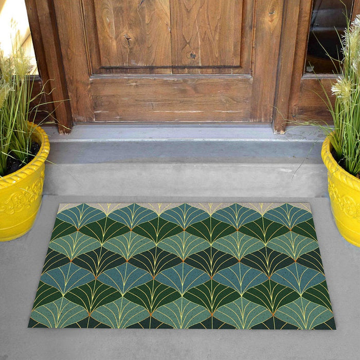 Feblilac Green Abstract Leaves Door Mat Mom‘s Day Gift