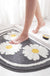 Semicircle Daisy Bath Mat, Sweet Home Bathroom Mat, White Yellow Flower Bath Rug