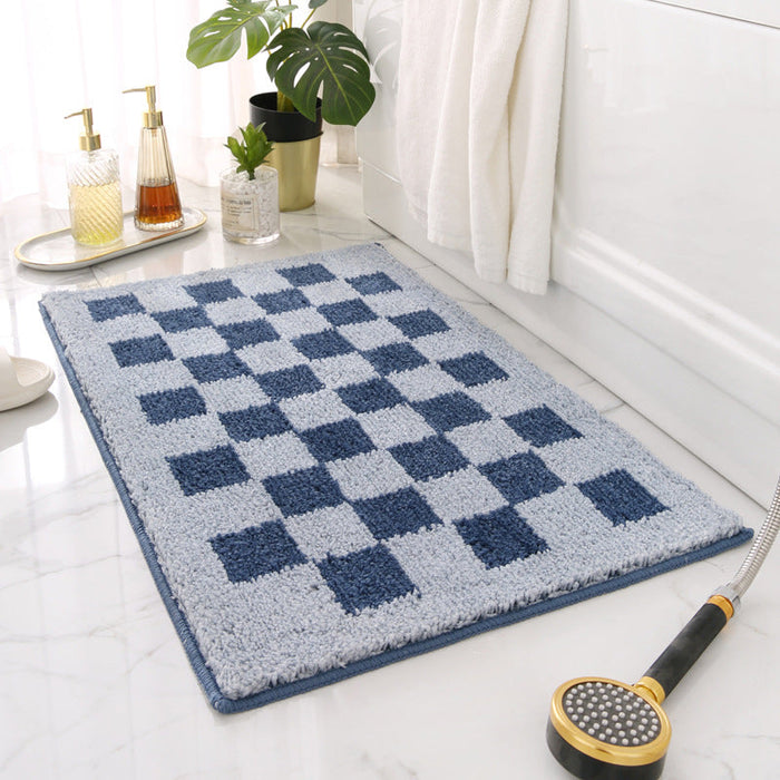 Feblilac Grey and White Checkerboard Ultra Soft Bathroom Rug