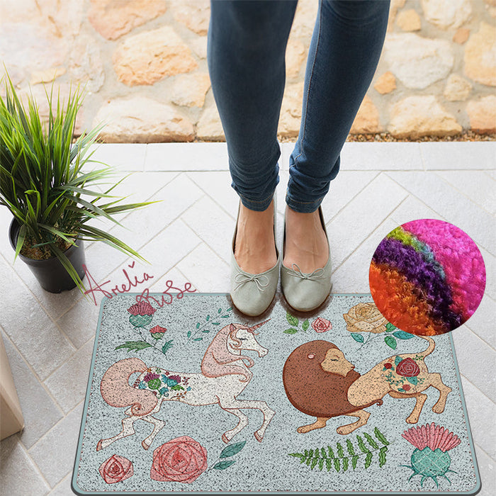 Feblilac The Lion and the Unicorn Nylon Door Mat by AmeliaRose Illustrations from UK