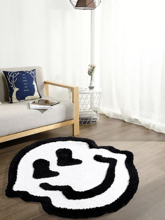 Tufted Smile Face Rug, Fun Fluffy Dizzy Mat for Bathroom Bedroom