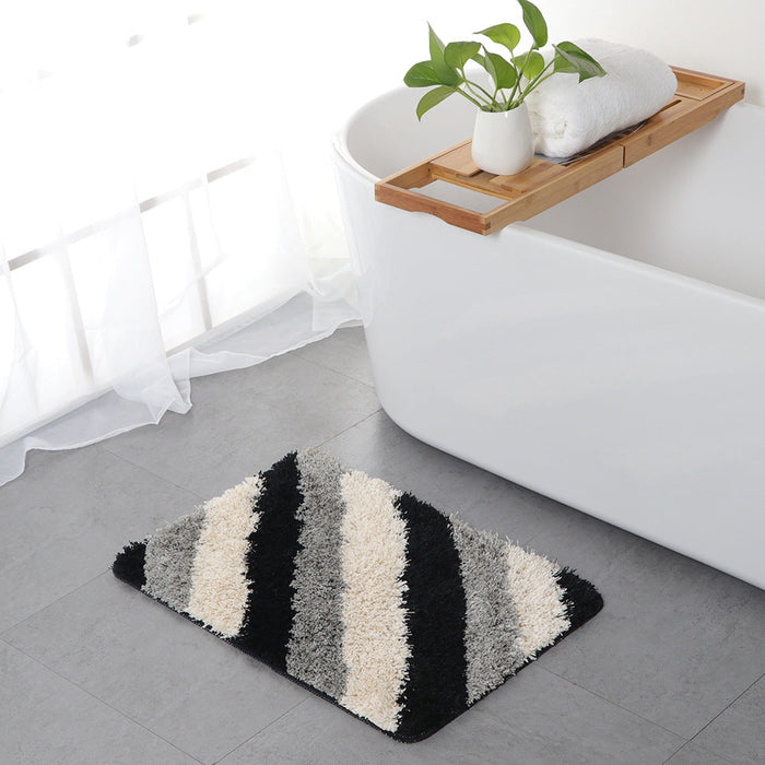 Feblilac Blue/Black/Green/Red/Brown/Purple and White Stripe Geometric Pattern Ultra Soft Bathroom Rug