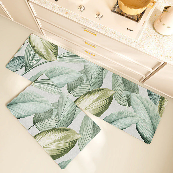 Feblilac Forest Leaves PVC Leather Kitchen Mat