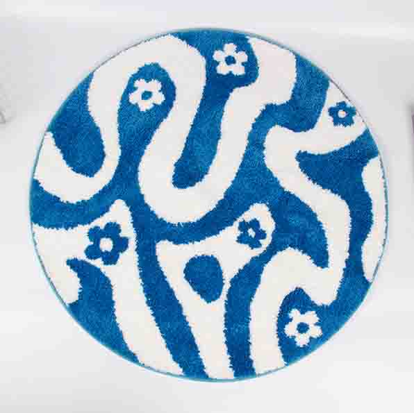 Feblilac Round Dizzy Flower Bath Area Mat 31"x31", 80cmx80cm