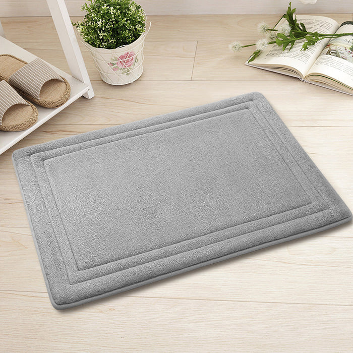 Feblilac Rectangular Solid Line Pattern Memory Foam Tufted Bath Mat