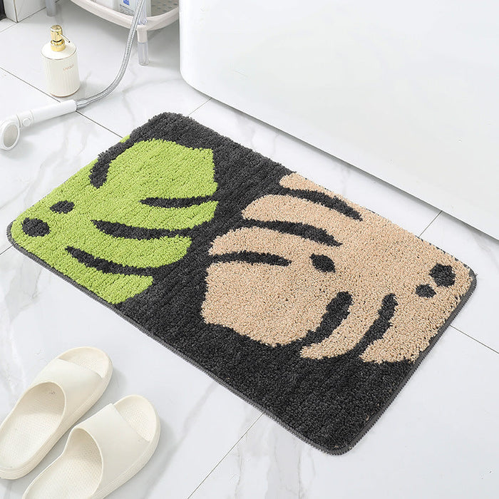 Feblilac Colorful Banana Leaves Tufted Bath Mat